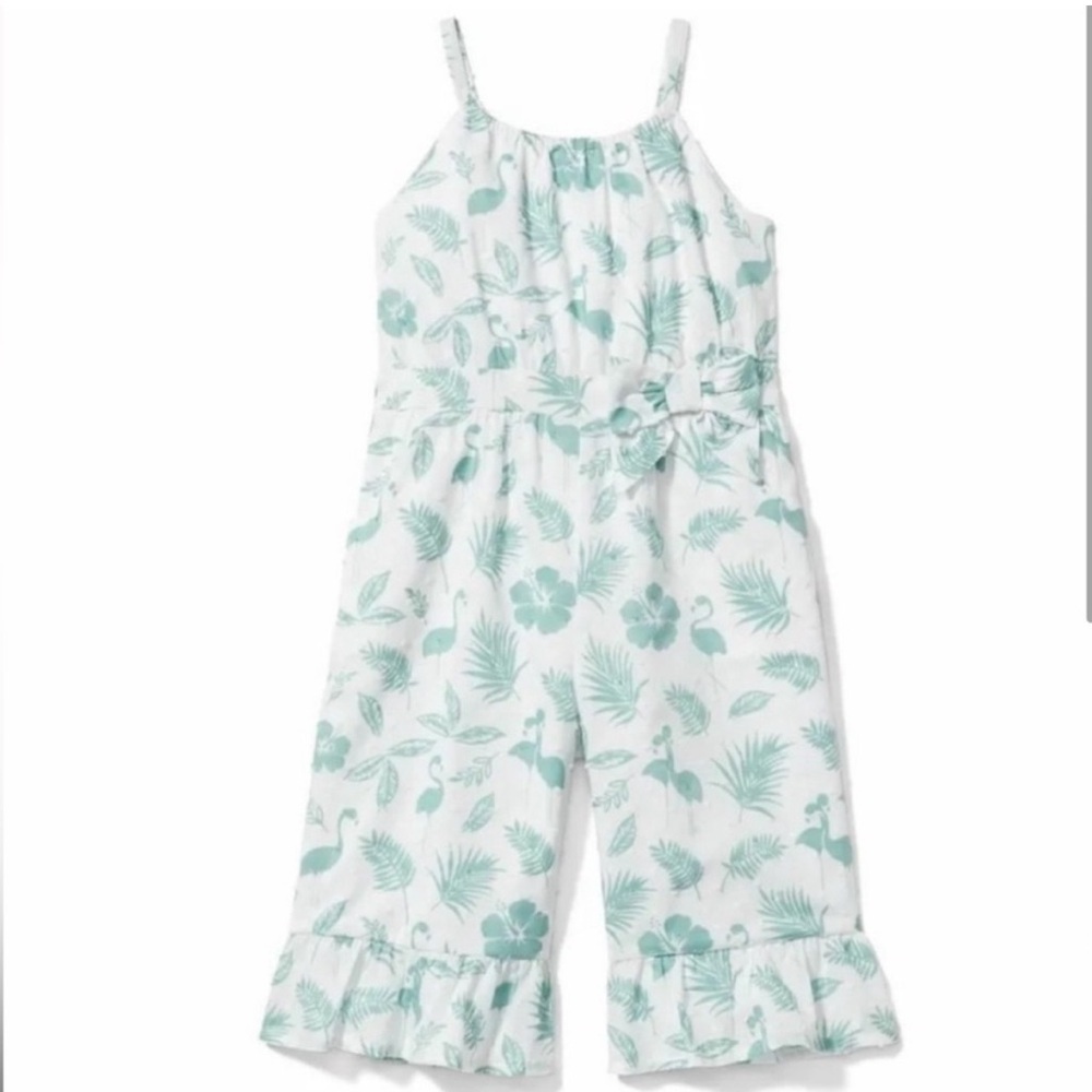 Janie & Jack Flamingo Palm Romper Jumpsuit Size 4 NEW
